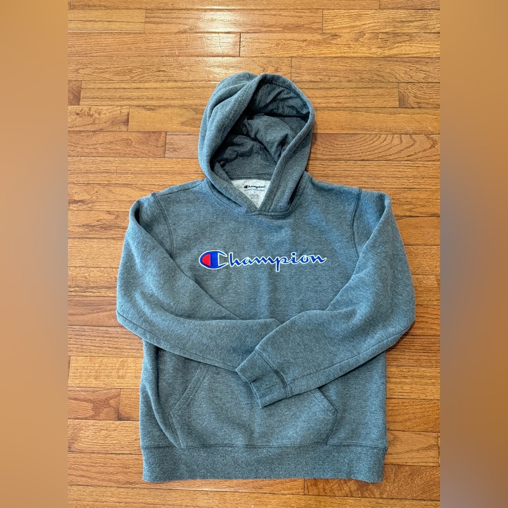Boys Champion Hoodie Size Large Gray